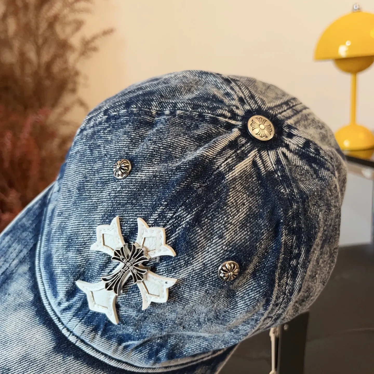 2⃣️5⃣️New ꫛꫀꪝ ❥—— ✨Hot-selling Crow Heart Washed Denim Baseball Cap ⚜️Hardware Cross, Versatile and Fashionable 💫Denim Black Denim Blue